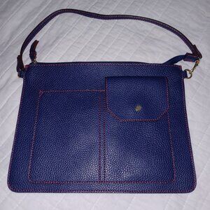 Blue purse....Use with strap or as clutch.  Looks and feels like leather.